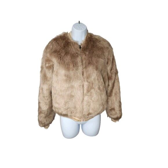 MOTHER The Letterman Faux Fur Bomber Jacket Blush Size Extra Small - Picture 1 of 9